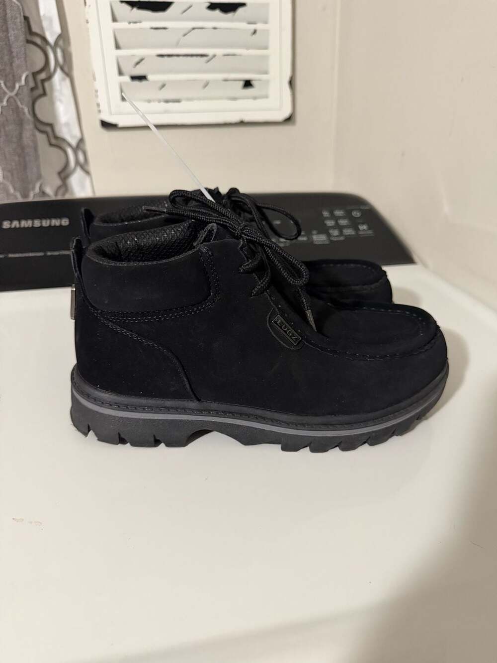 Lugz Men's Fringe Boot Black Synthetic Lace Up Ankle Boots Size 7.5